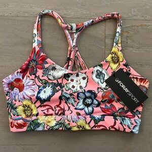 Foray‎ Golf Strappy Back Fashion Sports Bra Sz XS Pink Floral Golf Activewear